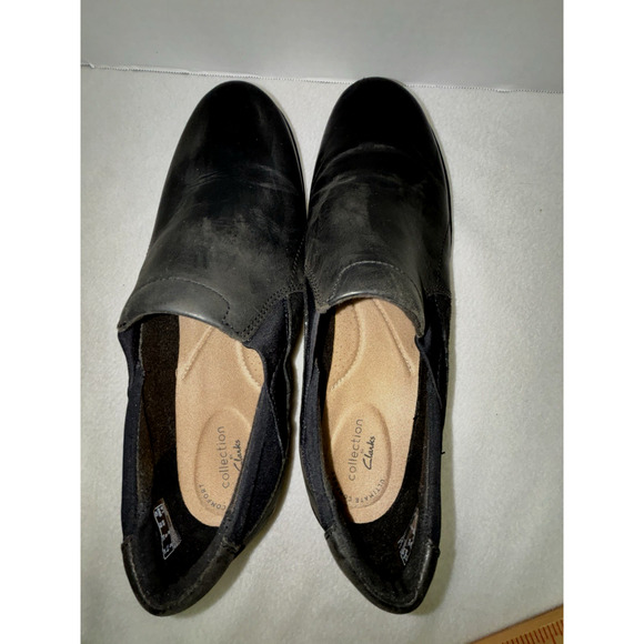 Collection by Clarks Ultimate Comfort Shoes Sz 9M Black Slip On Side Designs - Picture 8 of 11